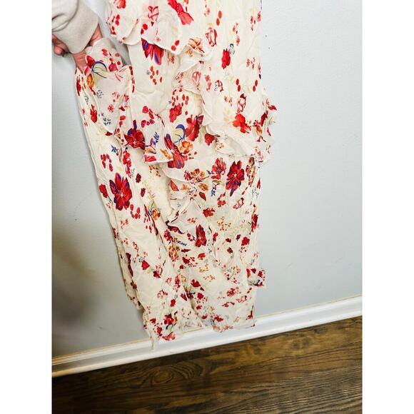 LET ME BE White Pink Floral Sleeveless Ruffle Maxi Dress NWT Size 0P Petite - Picture 11 of 12